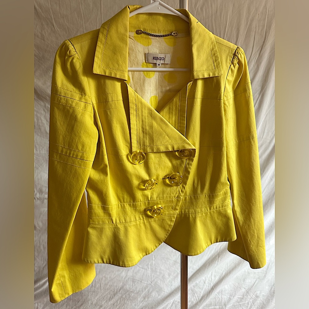 Kenzo Yellow Blazer with Polka Dot Interior - Found in a Paris Consignment Shop